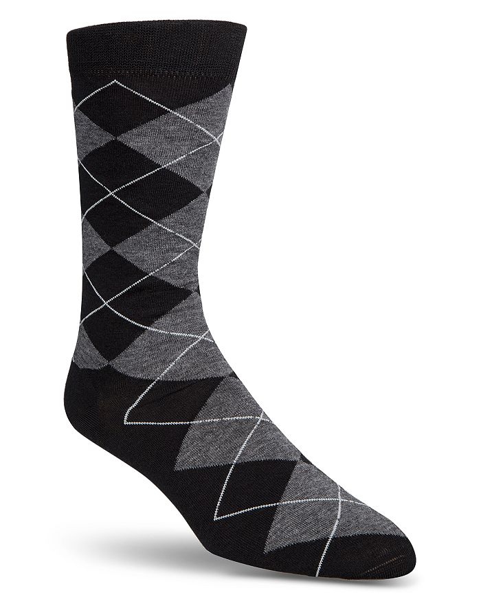 Cole Haan Men's Classic Argyle Crew Socks In Black