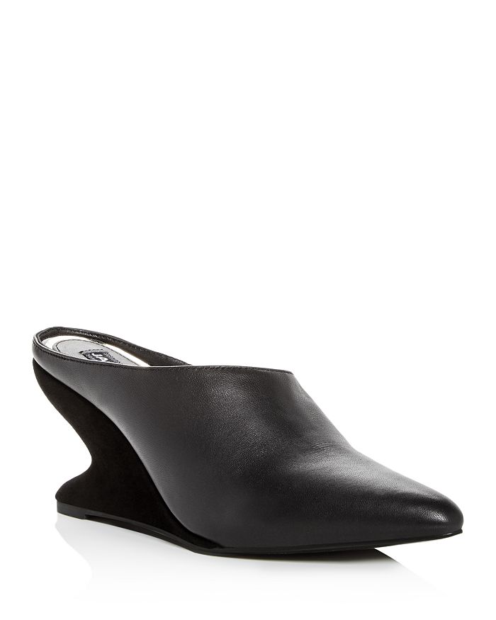Jaggar WOMEN'S LEATHER & SUEDE SCULPTED WEDGE MULES