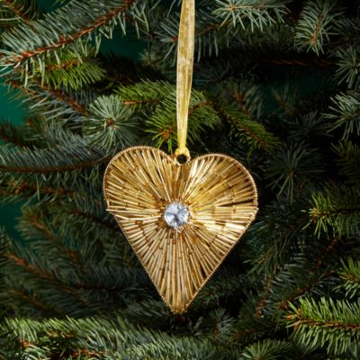 Arty Imports - Gold Beaded Heart Ornament