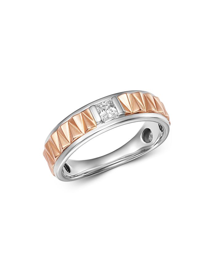 Bloomingdale's Diamond Men's Band Ring In 14k White Gold & 14k Rose Gold, 0.25 Ct. T.w. - 100% Exclusive In White/multi