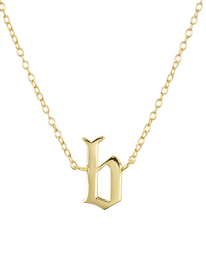 Argento Vivo Gothic Initial Pendant Necklace, 16 In Gold/b