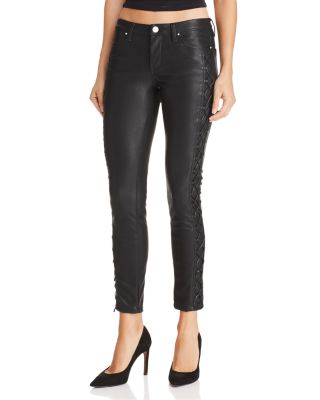 BLANKNYC Lace Up Faux Leather Skinny Jeans in Risque Bloomingdale s