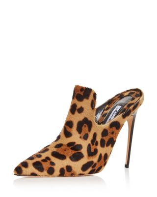 leopard high heel mules