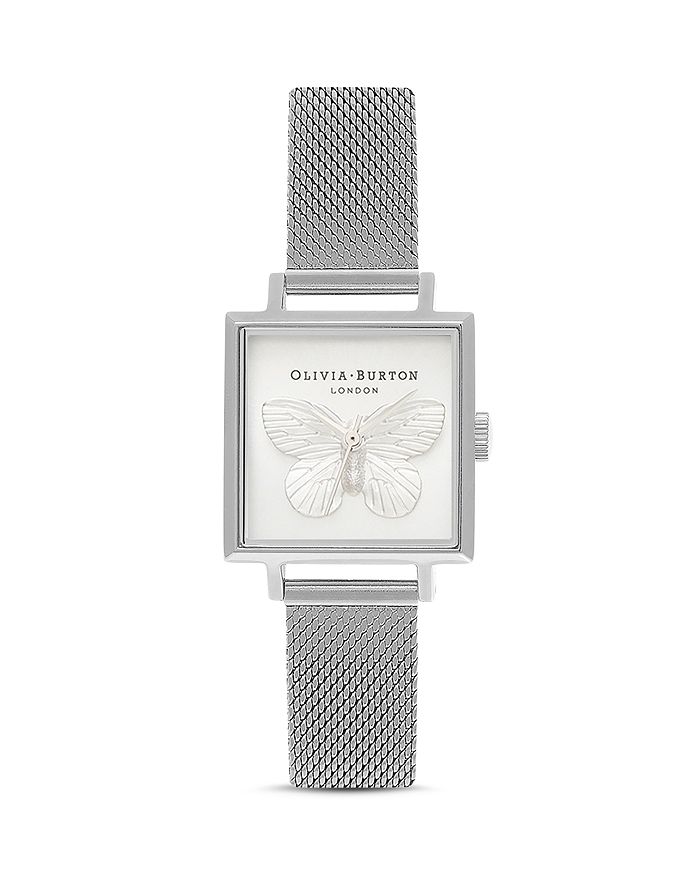 OLIVIA BURTON 3-D BUTTERFLY SQUARE STAINLESS STEEL WATCH, 22.5MM X 22.5MM,OB16MB15