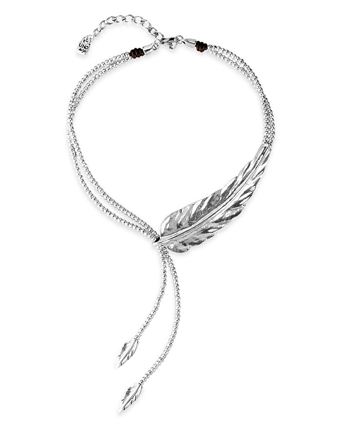 Uno De 50 Double Strand Feather Necklace, 14 In Silver