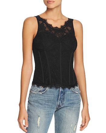 GUESS Moira Lace Bustier Top | Bloomingdale's