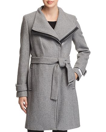 Calvin Klein Belted Asymmetric Front Coat | Bloomingdale's