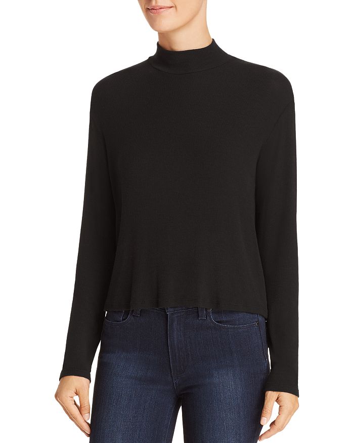 Splendid Long Sleeve Turtleneck Top In Black
