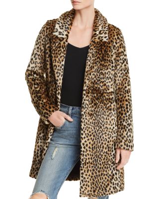 AQUA Cheetah Print Faux Fur Coat - 100 