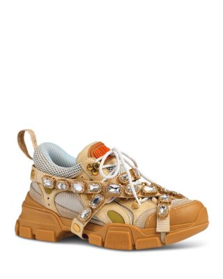 gucci leather removable crystals flashtrek sneakers women