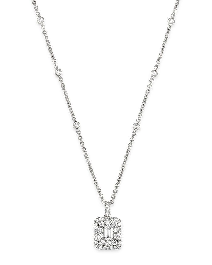 Bloomingdale's Diamond Halo Square Pendant Necklace in 14K White Gold ...