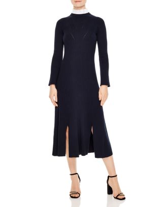 Sandro Peau Ribbed A-Line Midi Dress | Bloomingdale's
