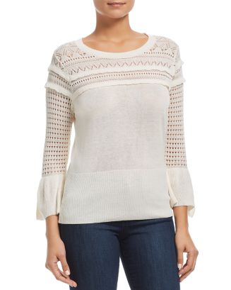 Heather B Pointelle Bell-Sleeve Sweater | Bloomingdale's