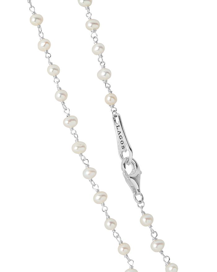 Shop Lagos Sterling Silver Luna Cultured Freshwater Pearl Strand Necklace, 36 In White/silver