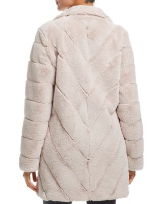 calvin klein chevron faux fur coat