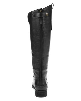 Women's Wide Calf Penny Round Toe Leather Low-Heel Riding Boots