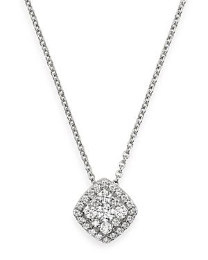 Bloomingdale's Diamond Side Square Halo Pendant Necklace in 14K White Gold, 0.3 ct. t.w. - 100% Excl