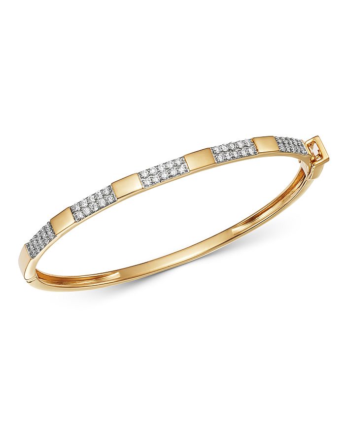 Bloomingdale's Diamond Station Bangle In 14k Yellow Gold, 1.0 Ct. T.w. - 100% Exclusive In White/gold