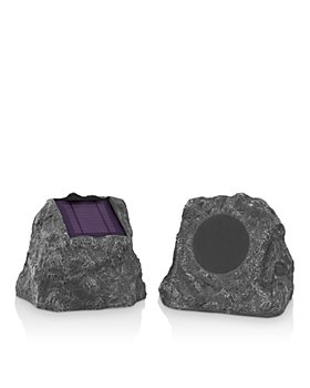 Innovative Technology - Solar-Charging Bluetooth Outdoor Rock Speakers, Set of 2