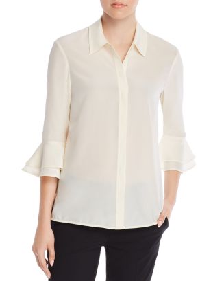 Tory Burch Arianne Tiered Bell-Sleeve Silk Shirt | Bloomingdale's