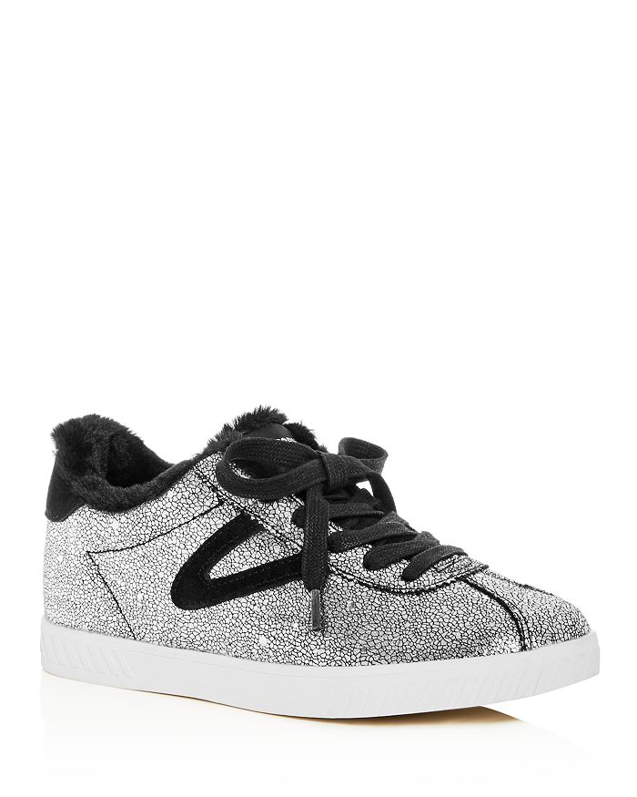 Tretorn Women s Callie Glitter Faux Fur Lace Up Sneakers
