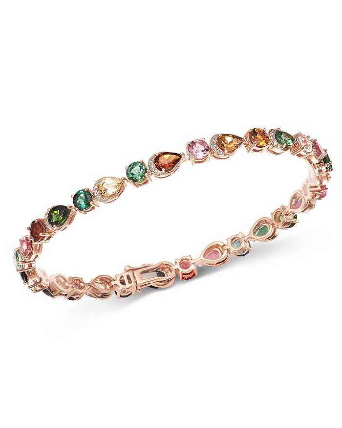Bloomingdale's Multicolored Tourmaline & Diamond Bracelet In 14k Rose Gold - 100% Exclusive In Multi/rose Gold