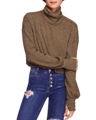 Pull Col Roulé Court Free People - Taille S, Rose, Occasion Très Bon état