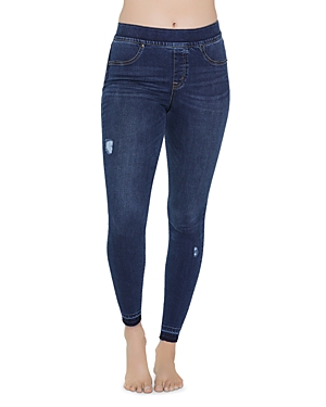 spanx distressed denim skinny jean leggings