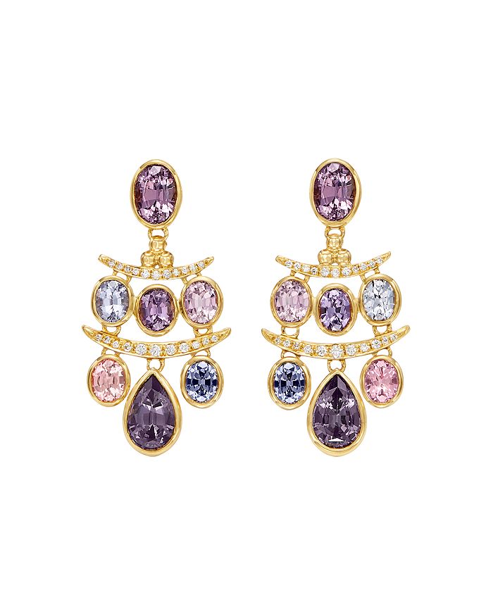 Temple St Clair 18k Yellow Gold Seta Diamond & Spinel Small Fringe Earrings In Multi/gold