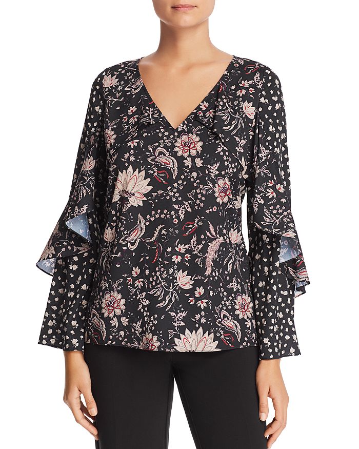 Le Gali Lissa Mixed-Print Ruffled Top - 100% Exclusive | Bloomingdale's