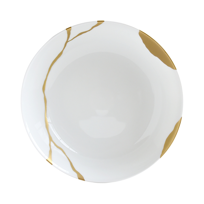 Bernardaud Kintsugi-sarkis 24k Gold Open Vegetable Dish In White/gold