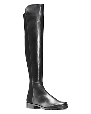 Stuart Weitzman High Boots With Round Toe And Block Heel In Black Leather