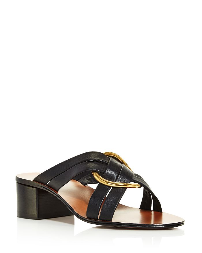 Chlo Women s Rony Leather Mid Heel Sandals Bloomingdale s