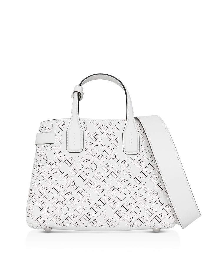 BURBERRY THE SMALL BANNER PERFORATED LEATHER TOTE,4078495