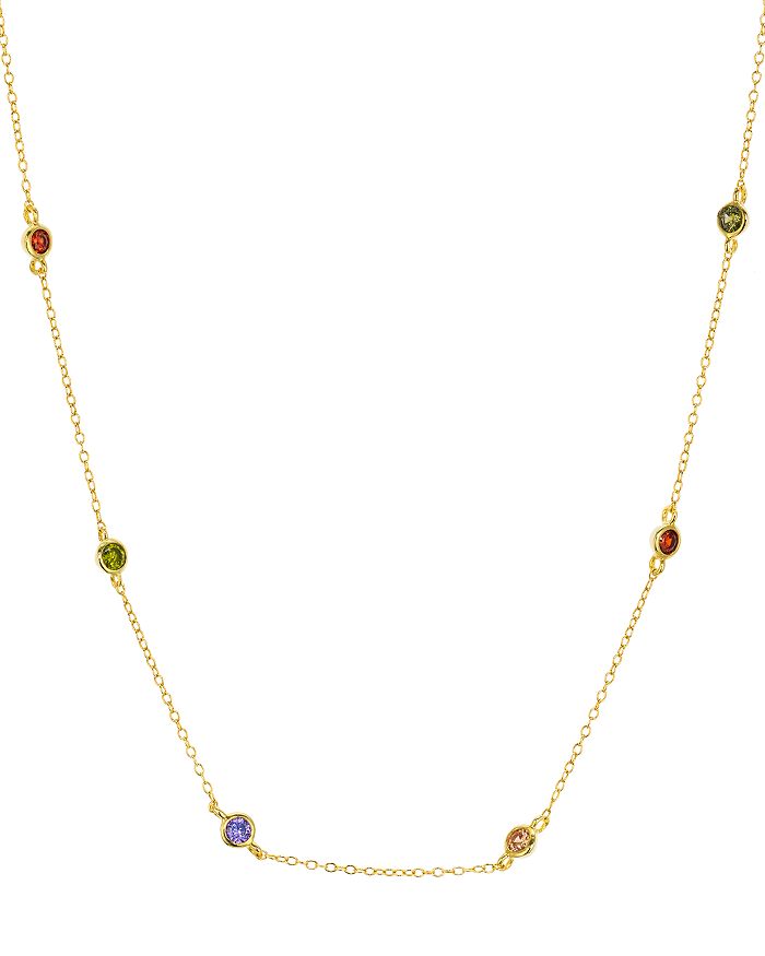 Aqua Indian Summer Multicolor Station Necklace In 18k Gold Tone-plated Sterling Silver, 15 - 100% Exclusi In Gold/multi