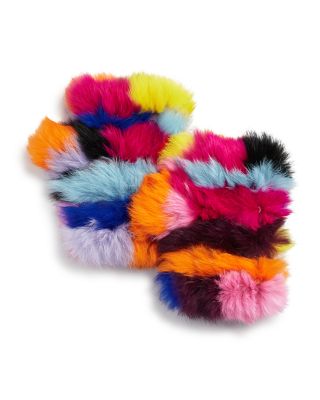 Knit Rabbit Fur Fingerless Gloves 
