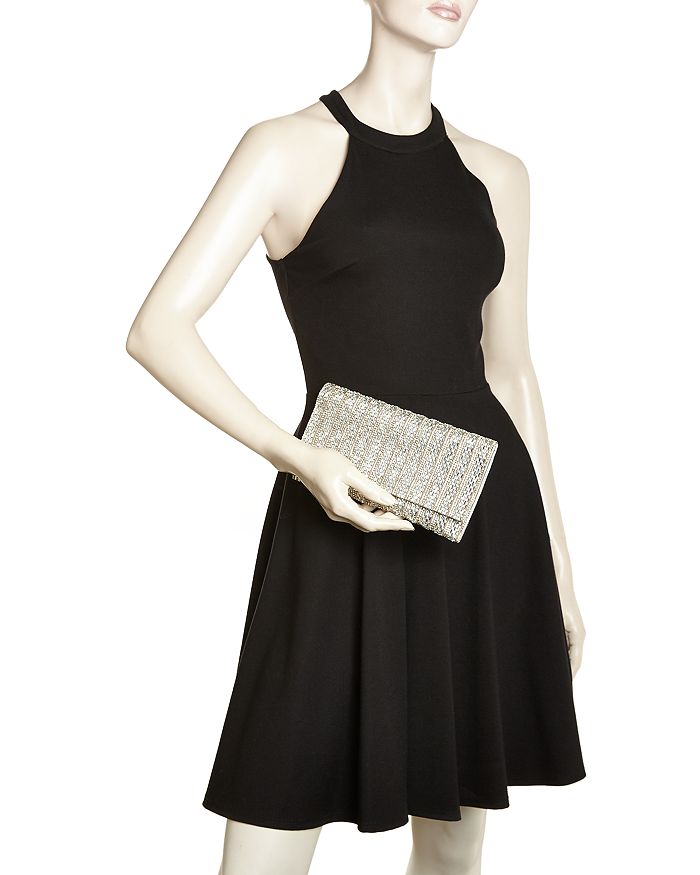 Shop Aqua Megan Crystal Beaded Clutch - 100% Exclusive In Black/silver
