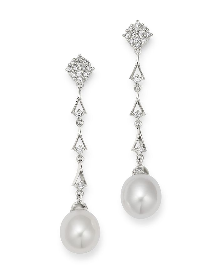 Bloomingdale's Diamond & Cultured Freshwater Pearl Drop Earrings in 14K ...