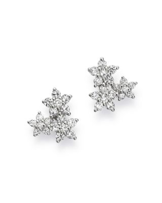 diamond flower cluster stud earrings