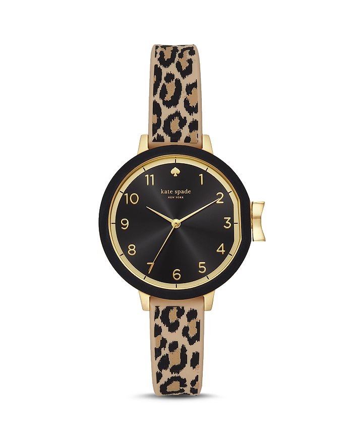 Shop Kate Spade New York Park Row Leopard Print Watch 34mm In Black/multi