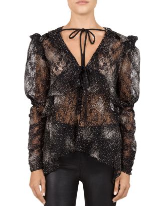 The Kooples Sparkling Glitter Lace Top | Bloomingdale's