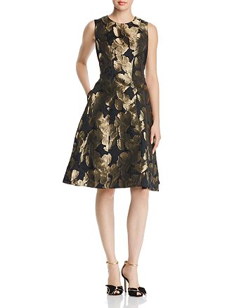 Donna Karan Metallic Floral Jacquard Dress | Bloomingdale's