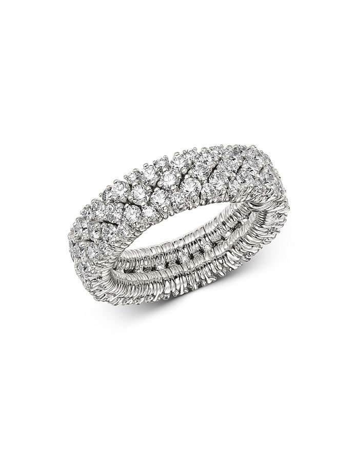 Shop Roberto Demeglio 18k White Gold Cashmere Collection Diamond Stretch Ring