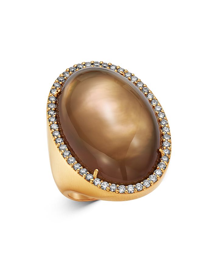 Roberto Coin 18k Rose Gold Smokey Quartz Cocktail Ring With Diamond In Gray/rose Gold