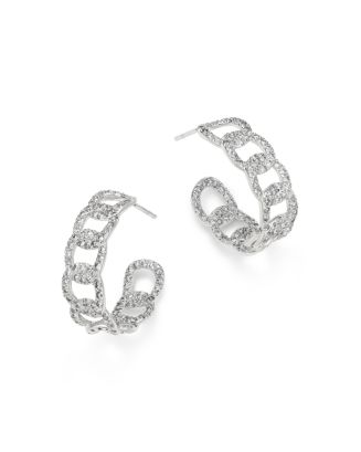 Roberto Coin 18K White Gold Diamond Cable Huggie Earrings | Bloomingdale's