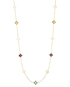 Bloomingdale's - Multicolor Clover Station Necklace in 14K Yellow Gold - 100% Exclusive