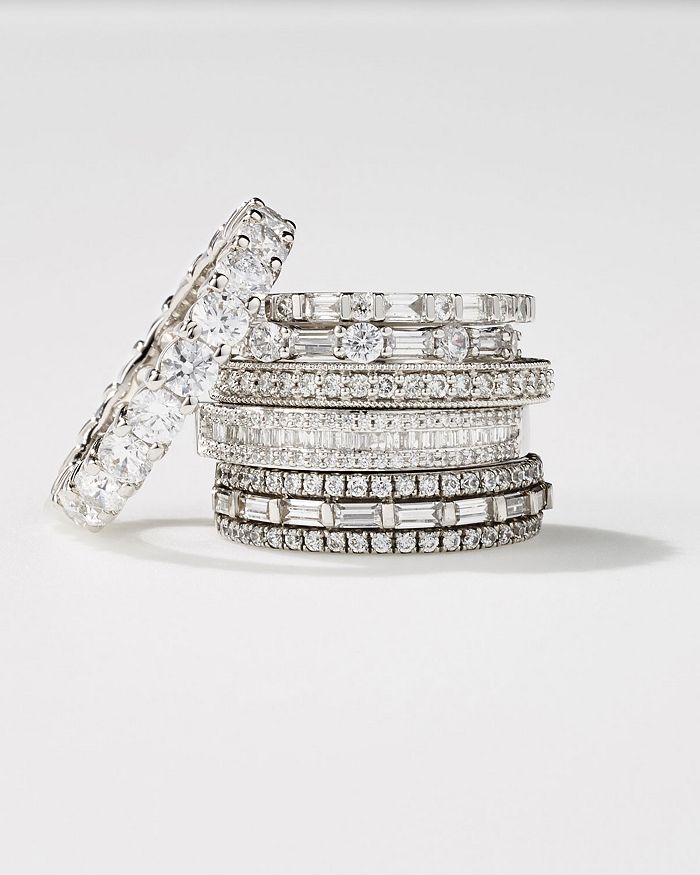 Shop Bloomingdale's Diamond Round & Baguette Band In 14k White Gold, 0.25 Ct. T.w. - 100% Exclusive