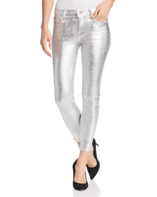 j brand silver metallic jeans