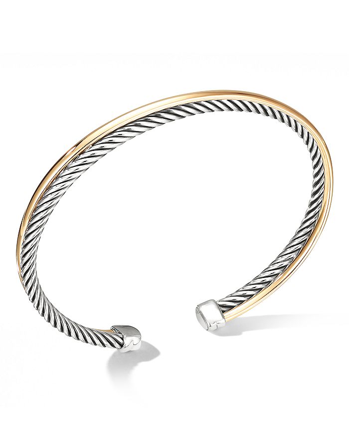 Shop David Yurman Crossover Bracelet With 18k Gold In Gold/silver