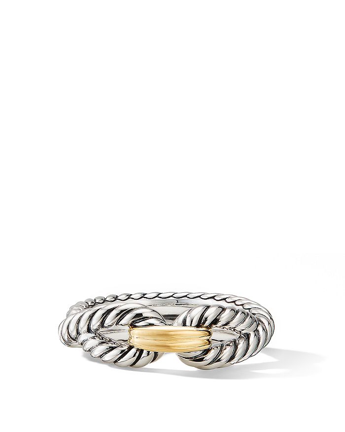 Shop David Yurman Cable Loop Ring With 18k Gold In Gold/silver